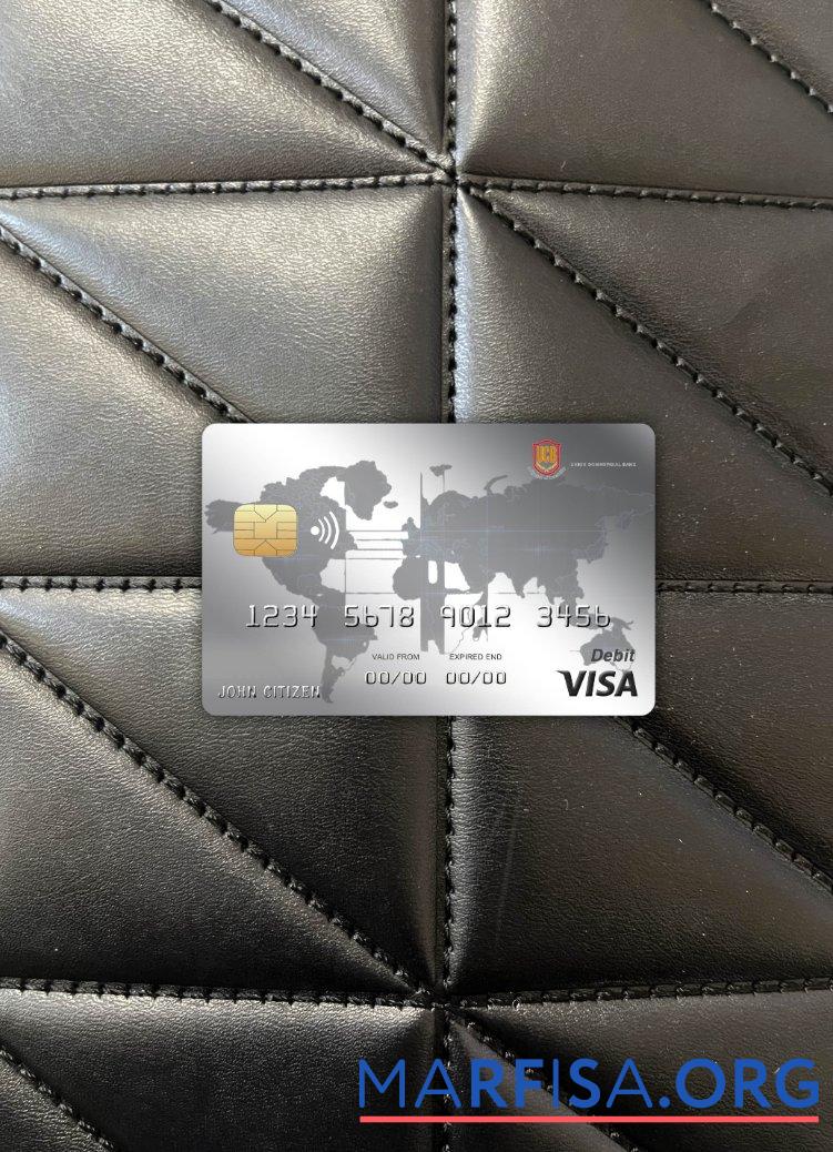 Realistic Cambodia Union Commercial bank visa card photolook front sample